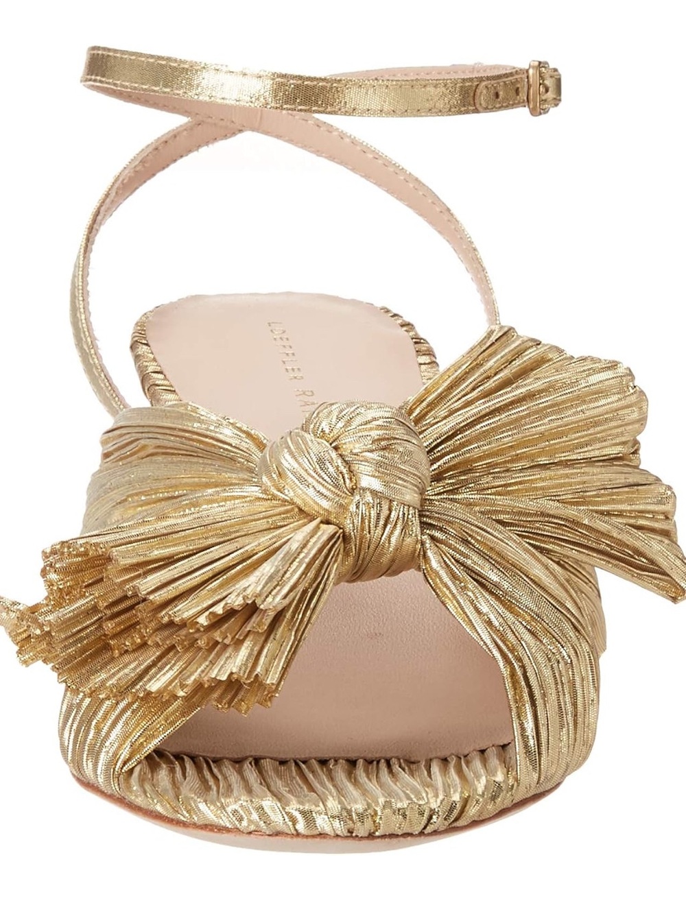 Metallic Gold Bow Ankle-Strap Sandal